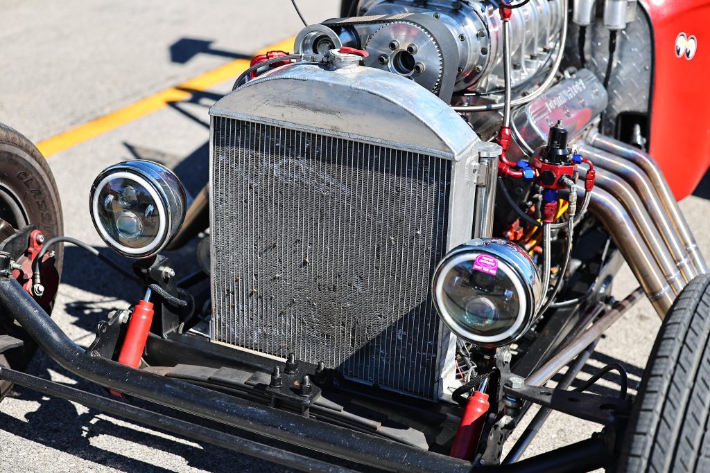 radiator on vintage ford model t drag race car