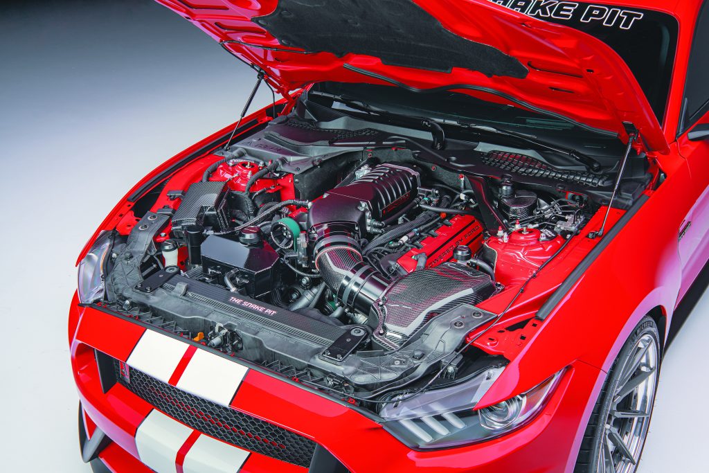 engine bay of a 2017 Ford Mustang Shelby GT350