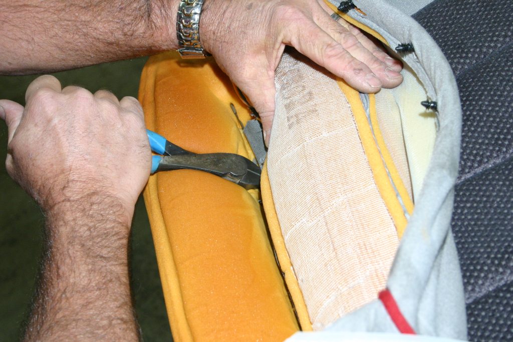 Removing plastic rivets from 1985 Mustang rear seat back