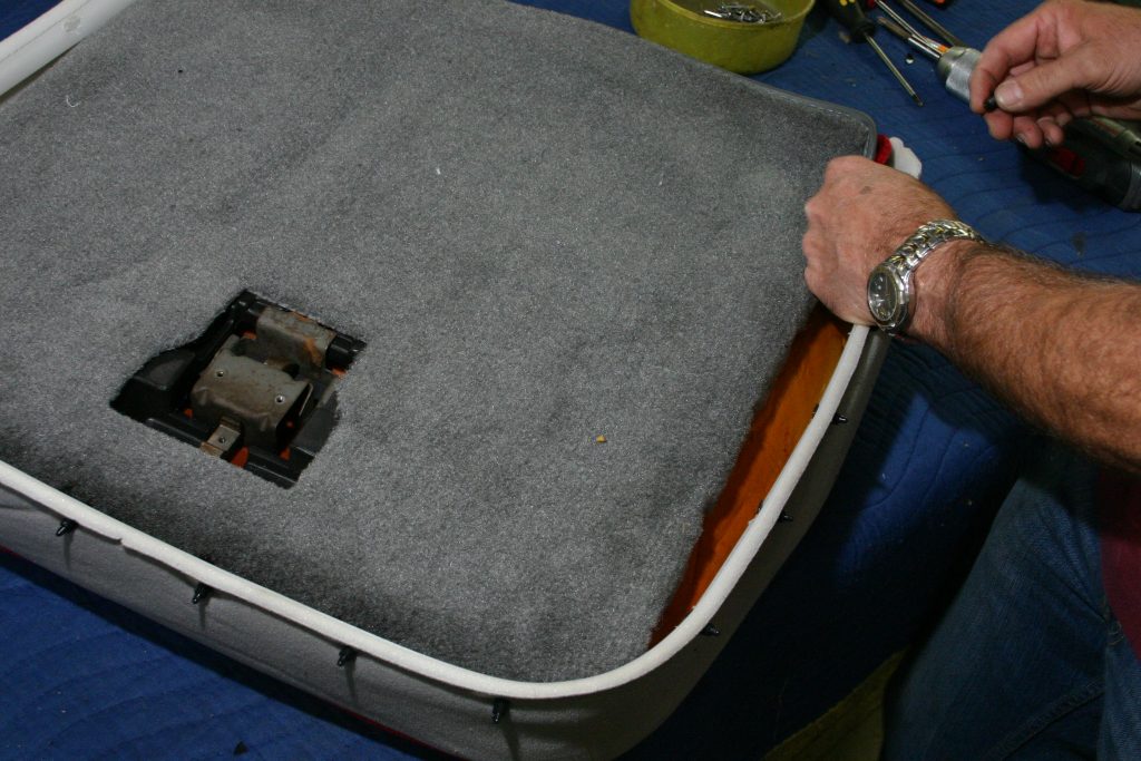 Anchoring rear seat upholstery on 1985 Mustang