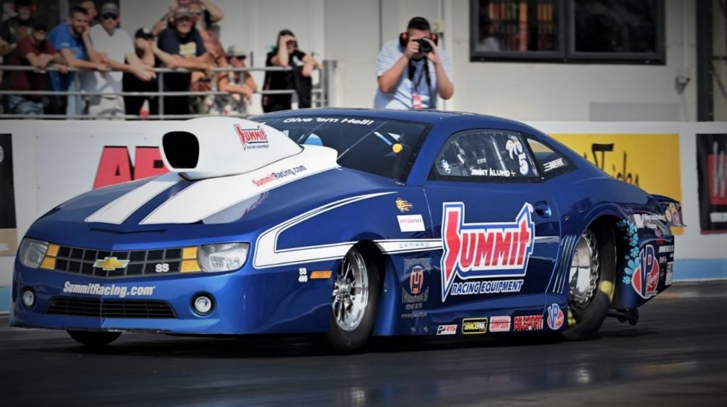 Jimmy Alund Pro Stock Camaro launching at track