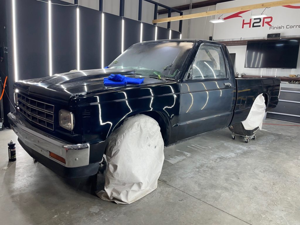 Chevy s10 in paint booth