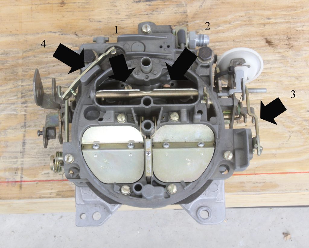 Quadrajet Carburetor top with indicator arrows