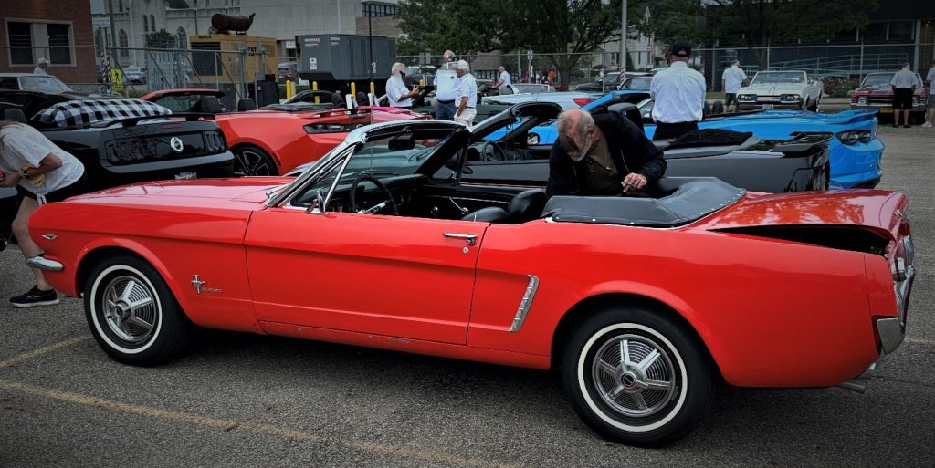 Vintage Mustang getting ready for a parade