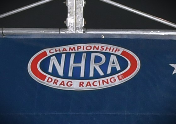 nhra logo on a blue banner