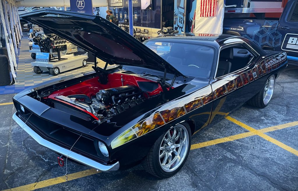 driver side view of a custom plymouth barracuda