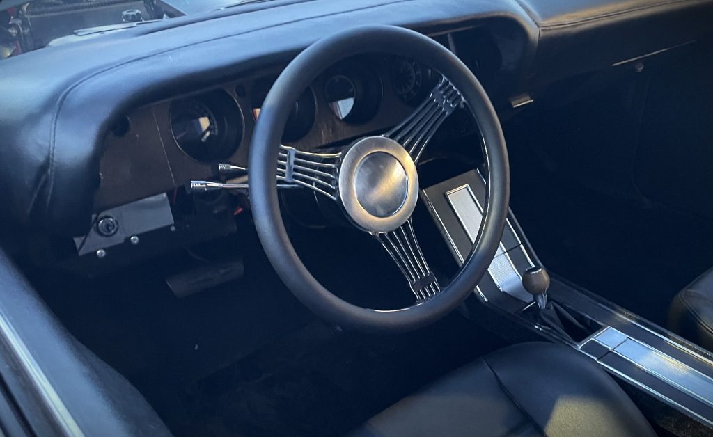 Interior of a custom plymouth barracuda