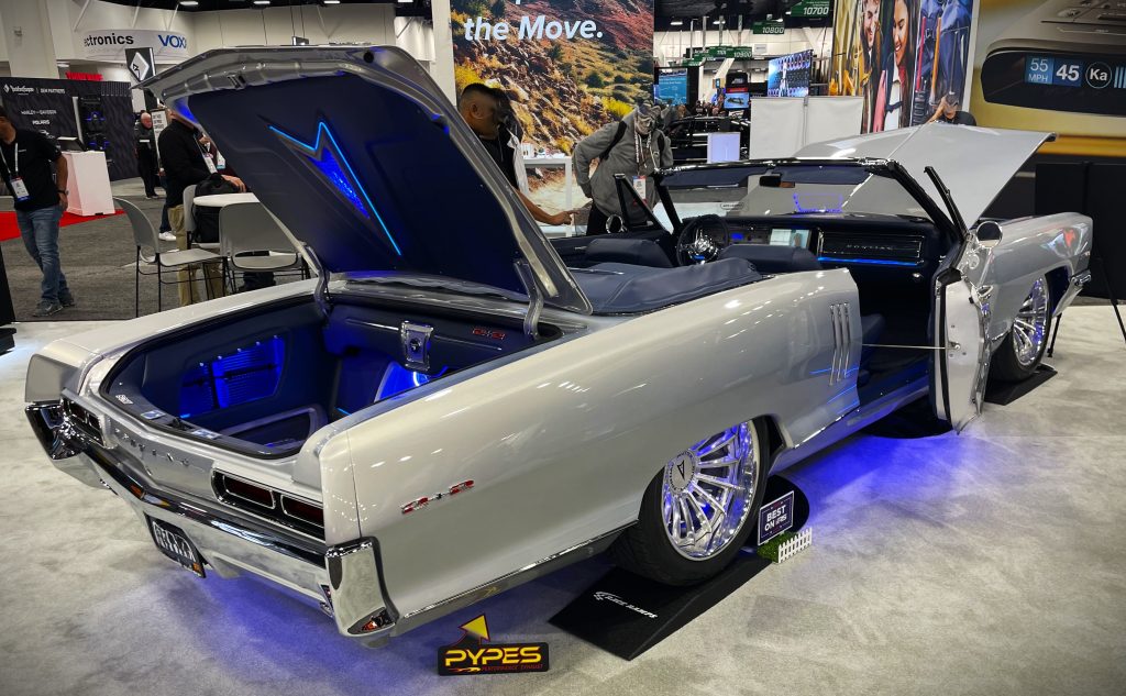 Rear view of a custom Pontiac 2+2 Coupe