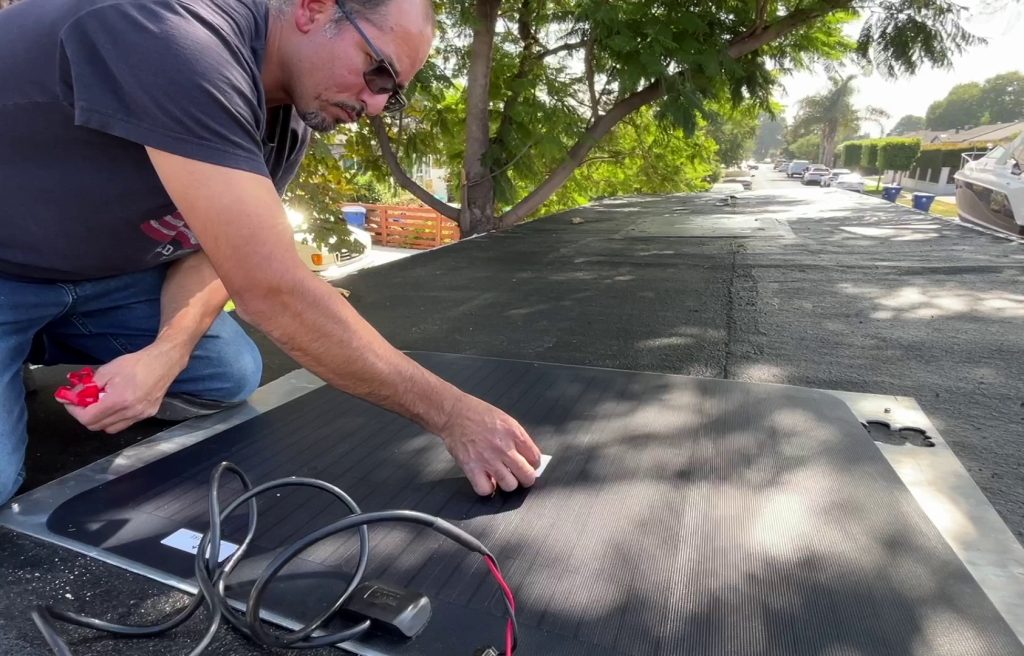 Installing Cascadia 4x4 solar panel on trailer roof