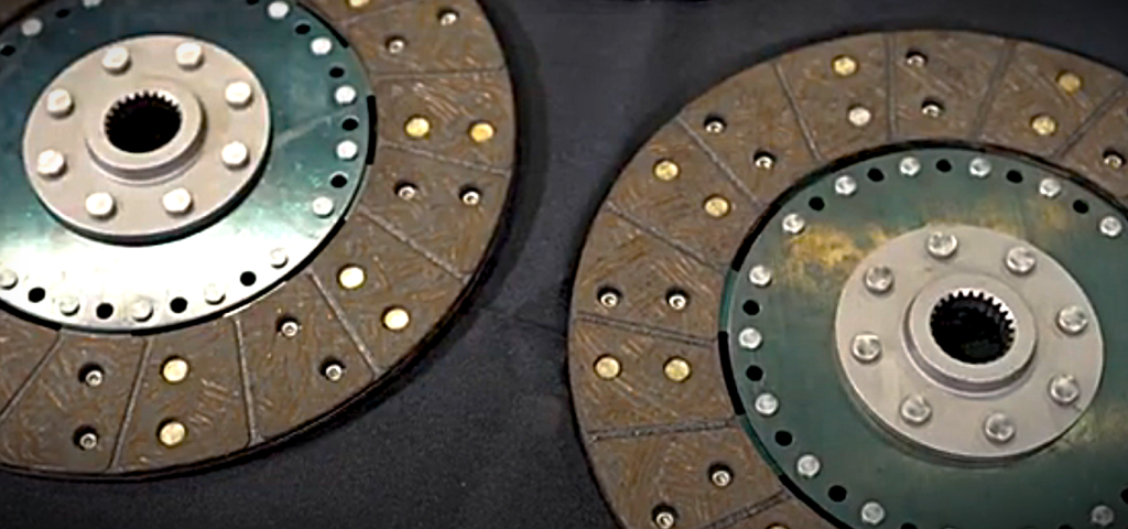 a pair of clutch discs on a display table