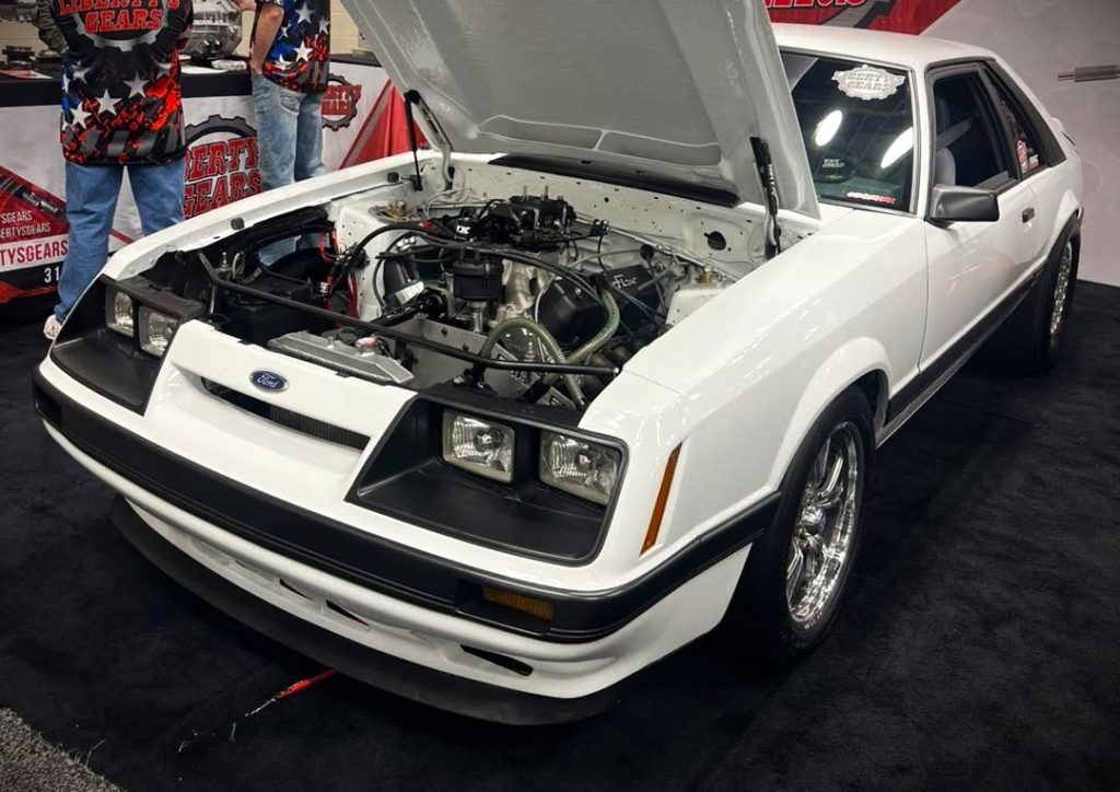 White ford mustang with trick flow cylinder heads