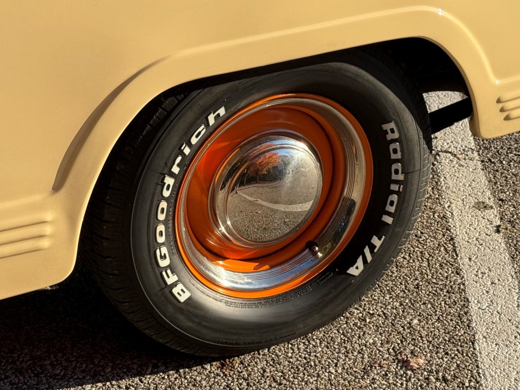 painted wheel on a custom 1948 Jeep Surf Panel Wagon